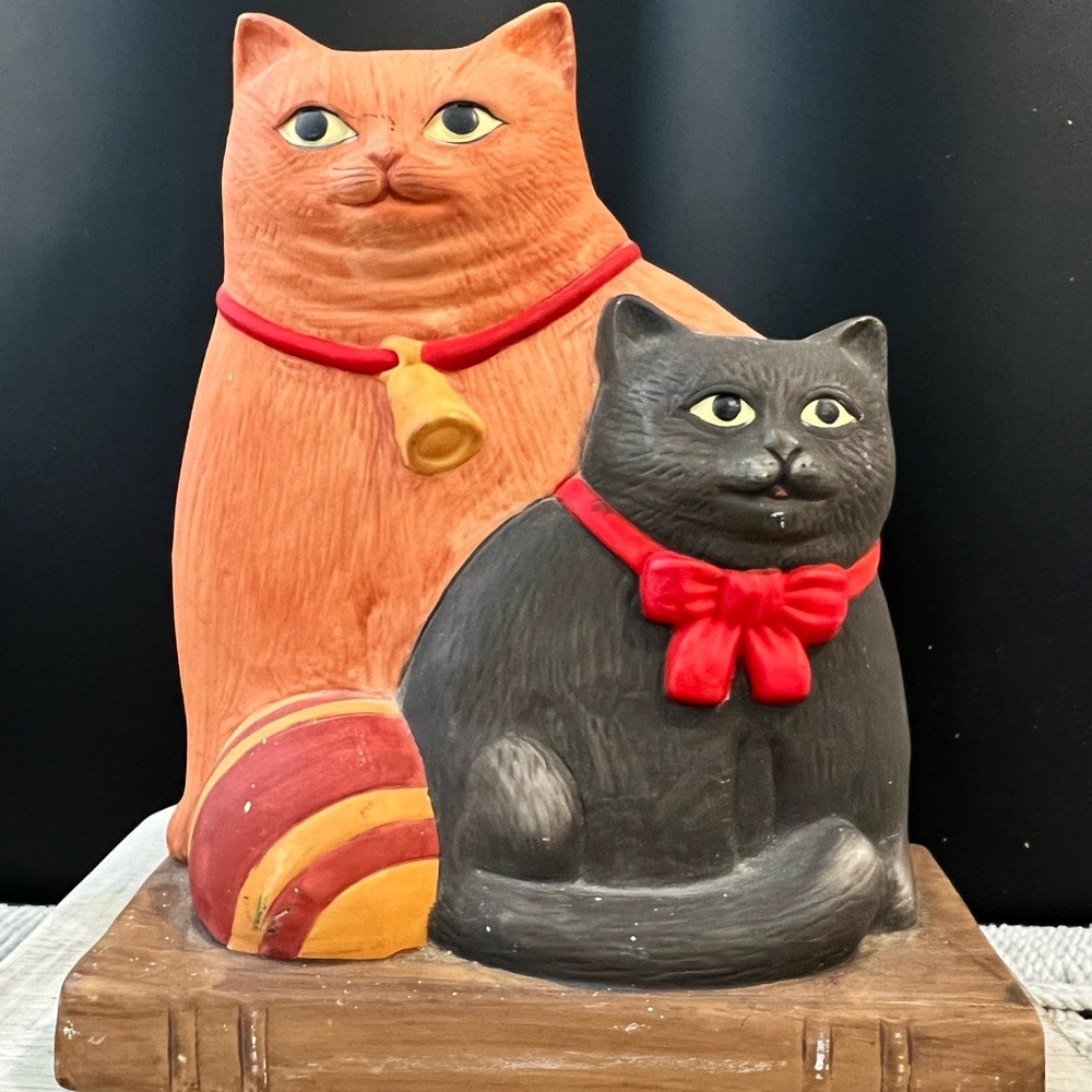 Vintage Dept 56 Charming Cat Figurine Set - Orange and Black